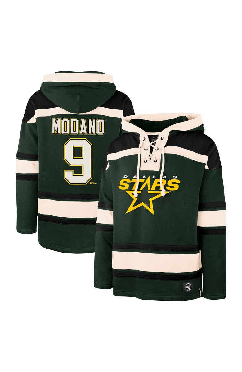 '47 Men's '47 Mike Modano Green Dallas Stars Retired Player Name & Number Lacer Pullover Hoodie, Main, color, Green