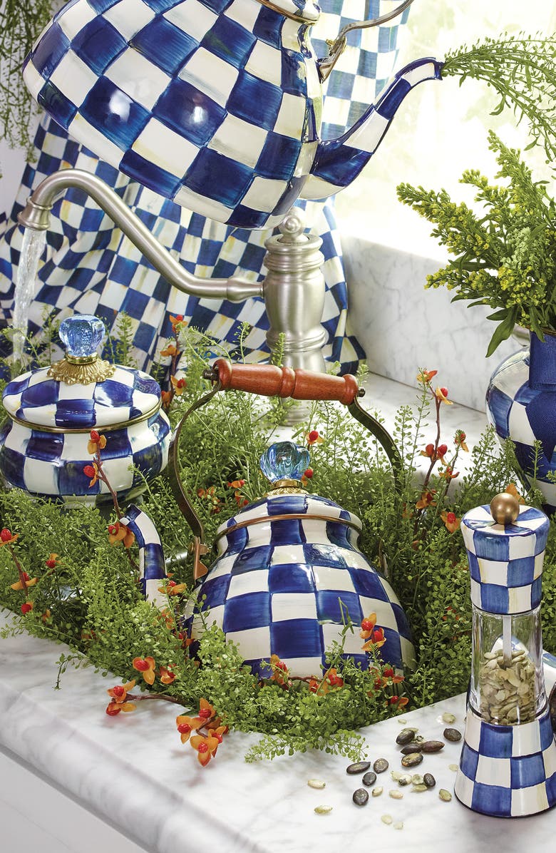 MACKENZIE CHILDS Royal Check Enameled Steel Squashed Pot, Alternate, color,