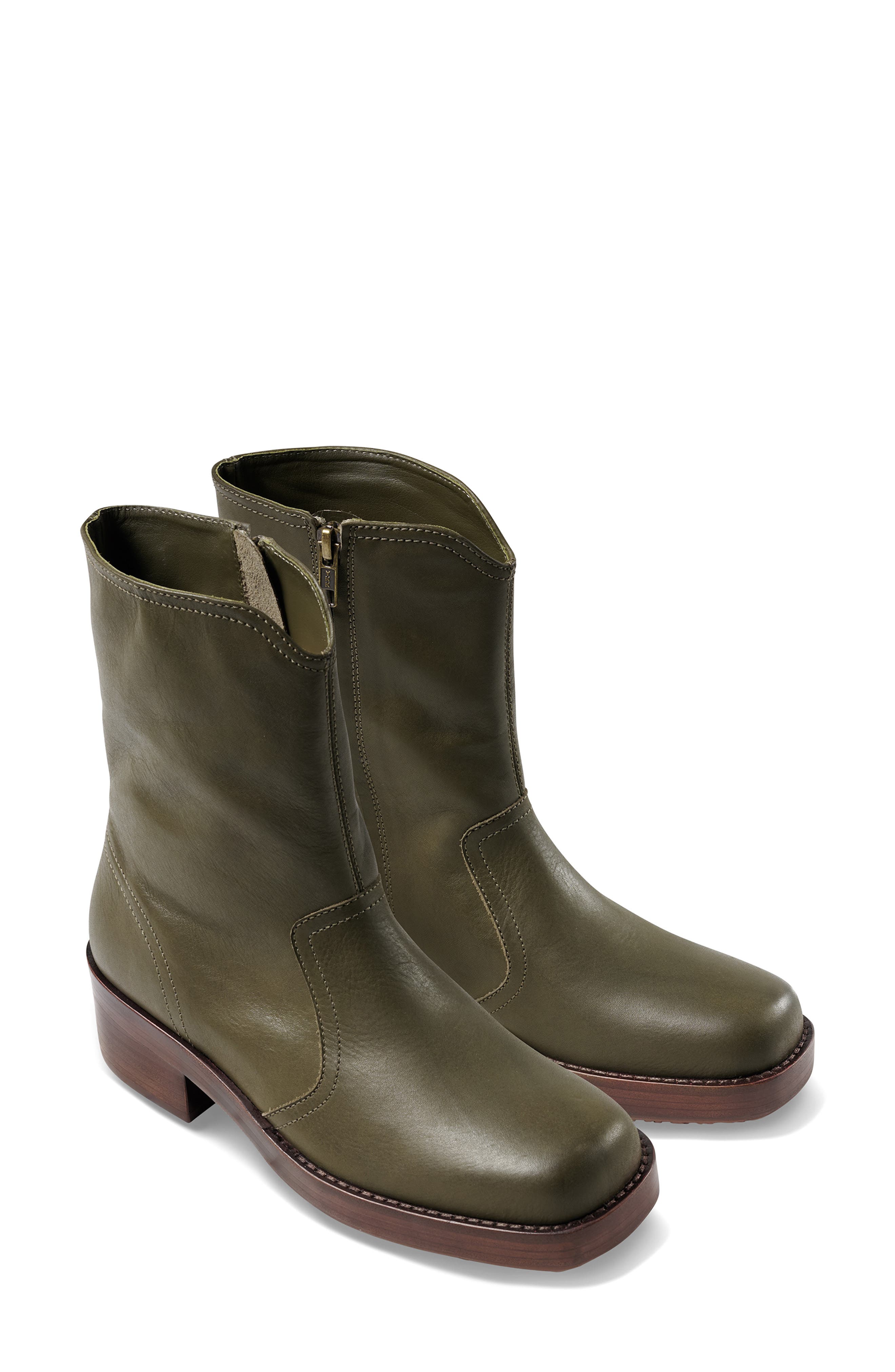 x Leanne Ford Rider Bootie, Main, color, OLIVE