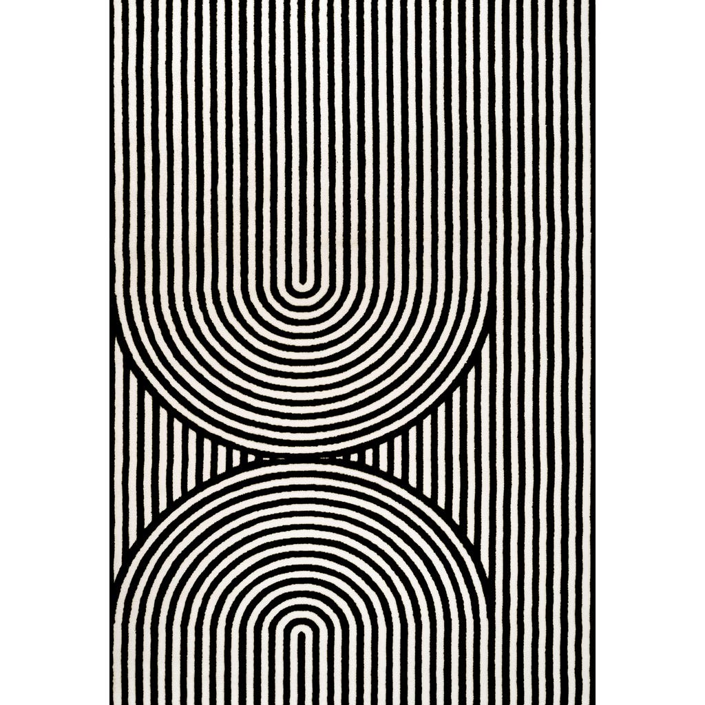 Jonathan Y Sofia High-low Midcentury Modern Arch Stripe Two-tone Indoor/outdoor Area Rug In Black