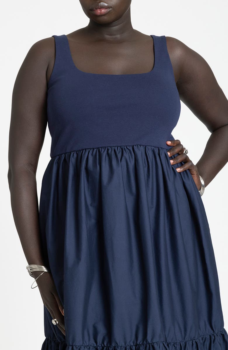 ELOQUII Mixed Media Midi Tank Dress | Nordstrom