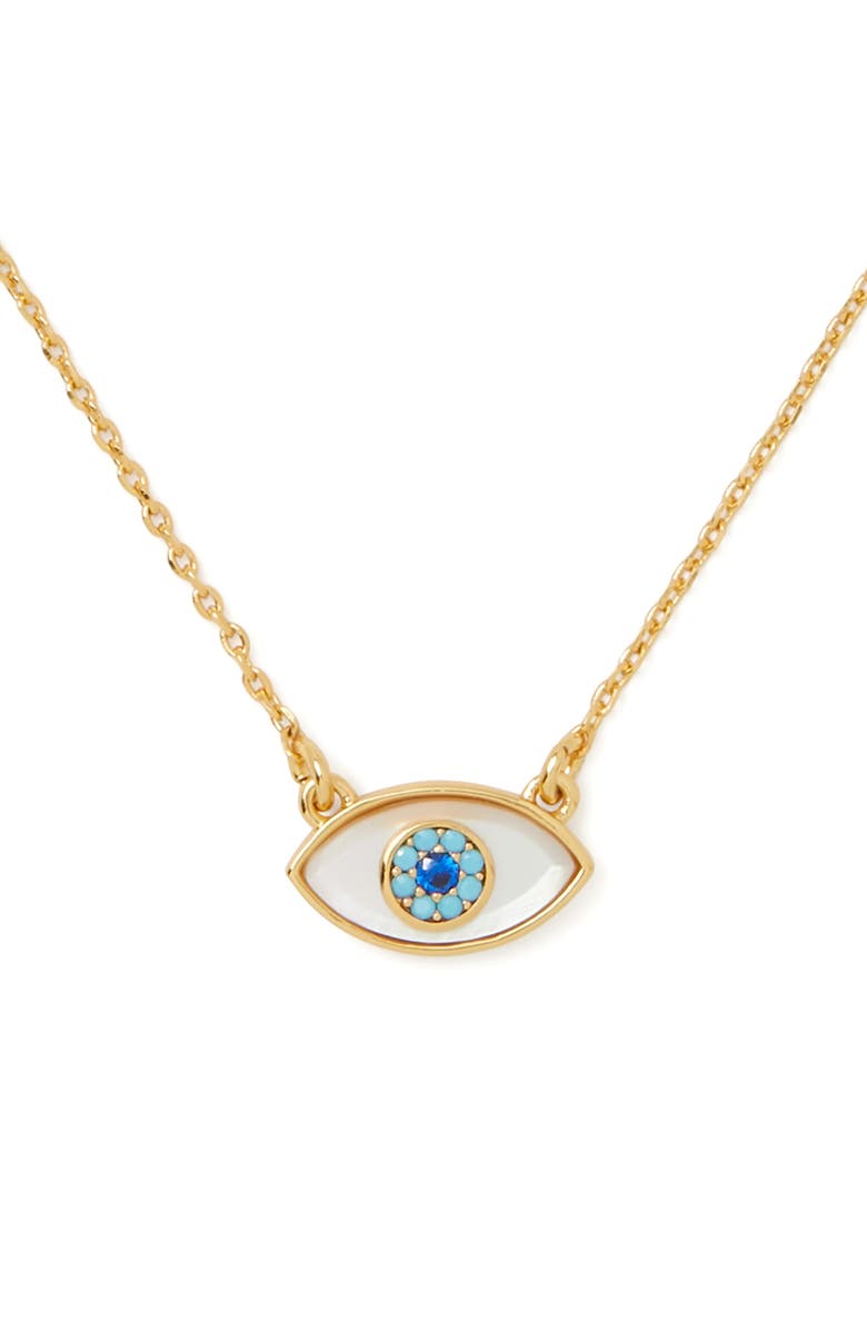 Kate Spade New York all seeing mother-of-pearl mini pendant necklace, Alternate, color,
