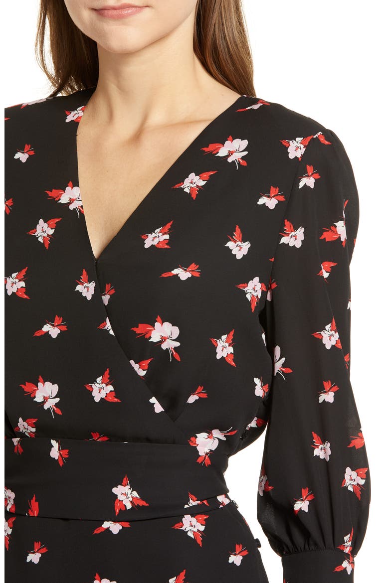 Tie Waist Blouse, Alternate, color, BLACK CHERRY BLOOM FLORAL