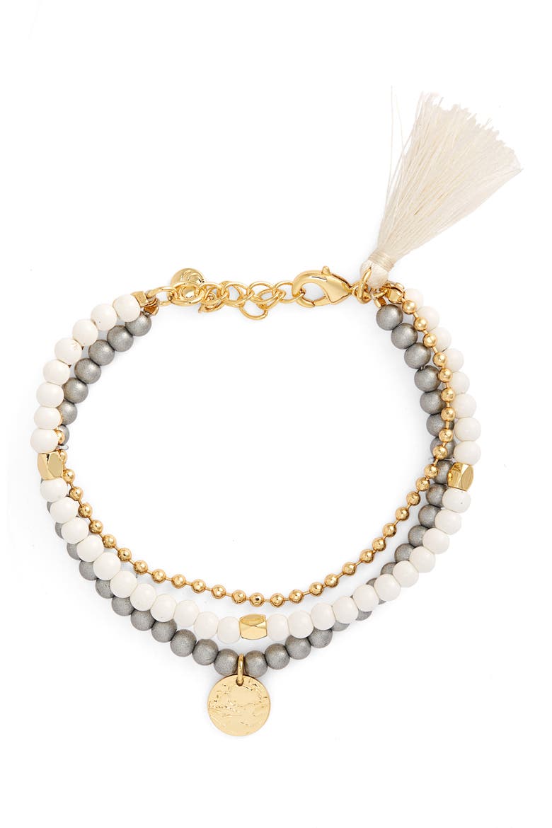 Brielle Beaded Bracelets, Main, color, GREY MIX