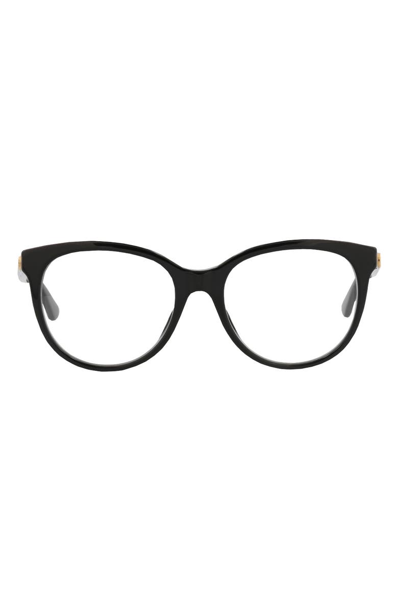 Gucci 53mm Round Optical Glasses, Main, color, Black Multicolor Transparent