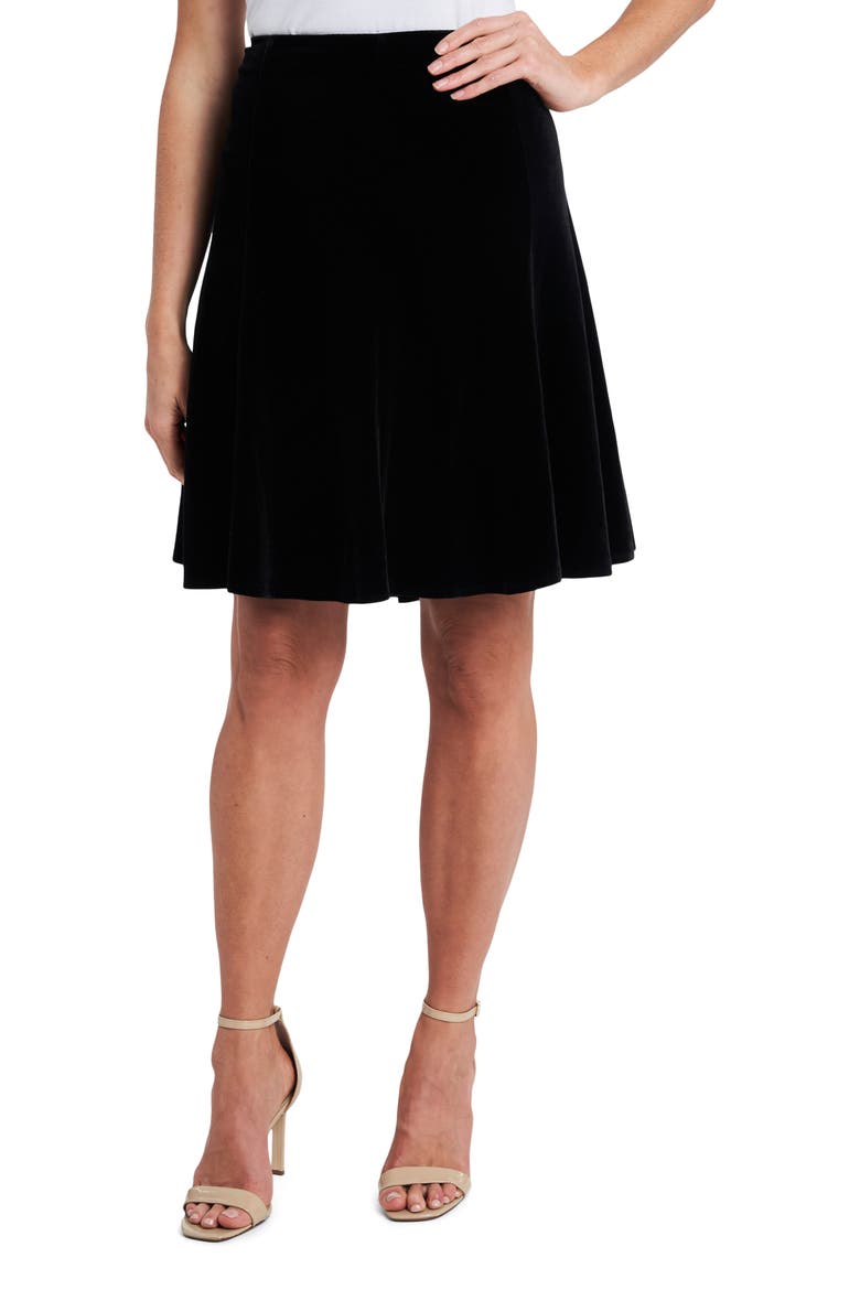 Velvet Flare Skirt, Main, color, RICH BLACK