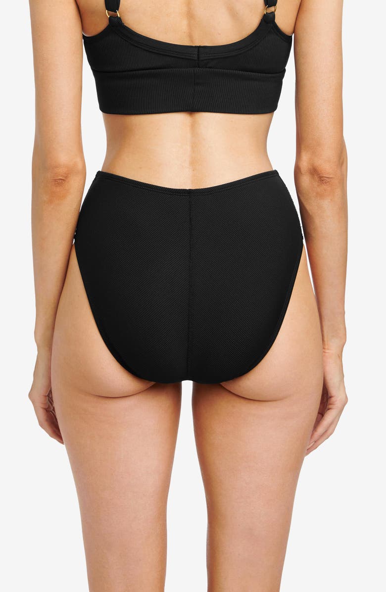 Robin Piccone Amy High Waist Bikini Bottoms, Alternate, color, Licorice