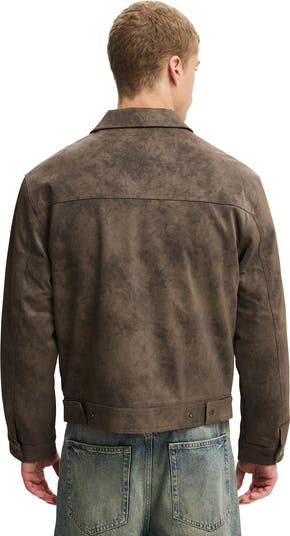 Men's Cropped Faux Suede Harrington