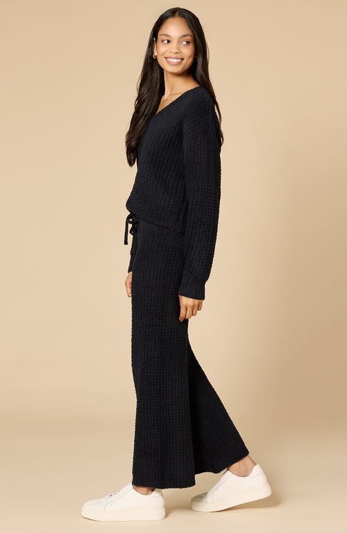 Softies Waffle Marshmallow V-neck Lounge Set In Black