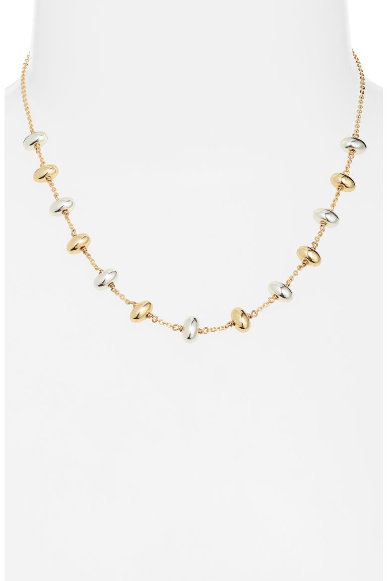 Two-Tone Bead Station Necklace, Alternate, color, GOLD- SILVER