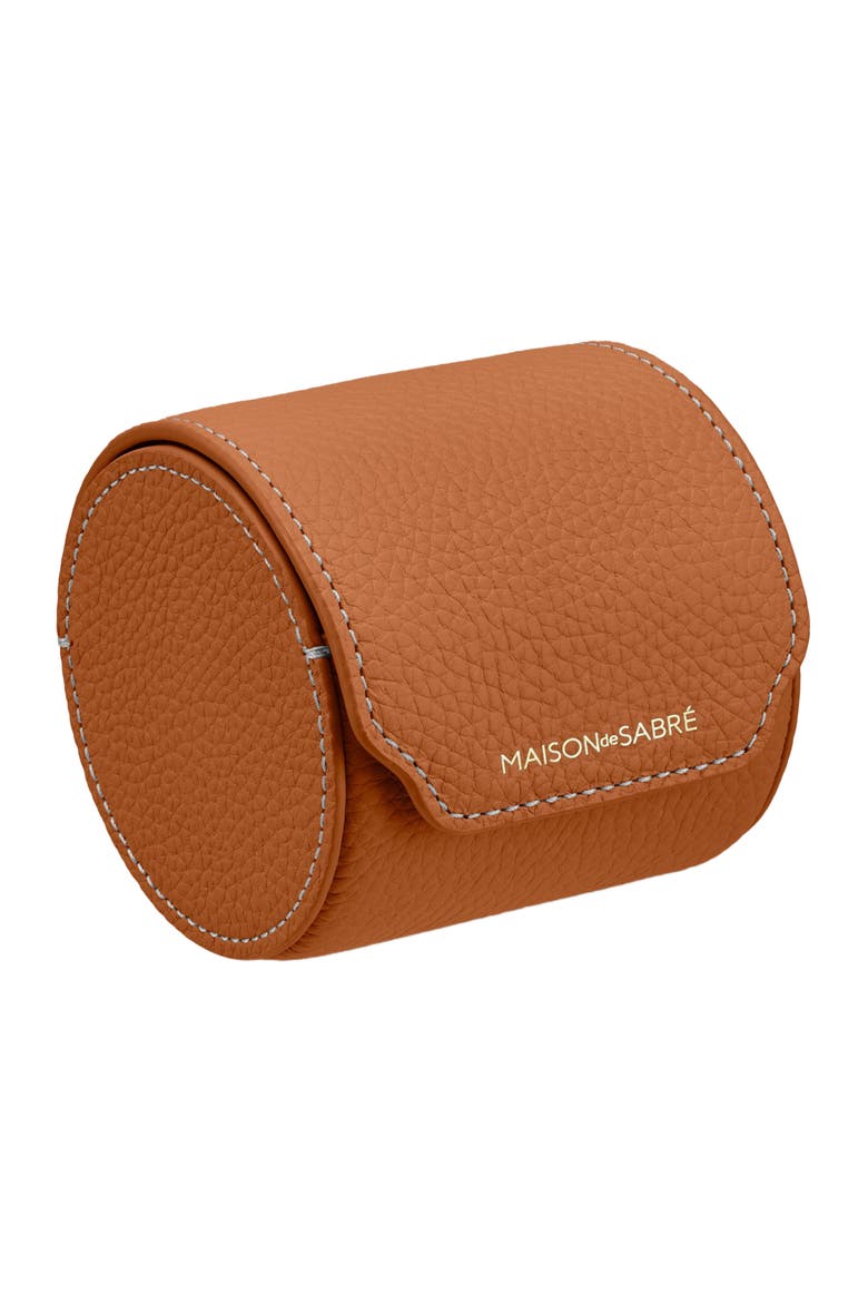 Leather Watch Roll, Main, color, Pecan Brown