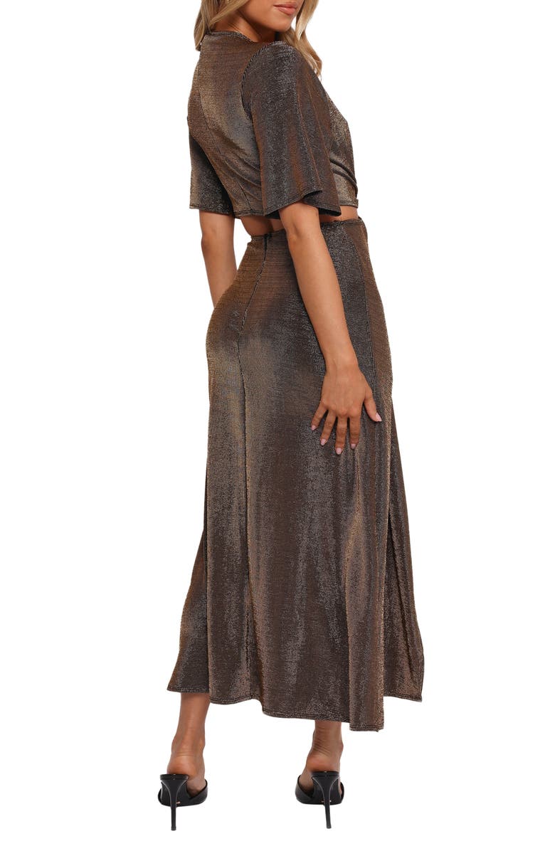 Petal & Pup Blanca Metallic Cutout Detail Dress, Alternate, color, Black/Rose Gold