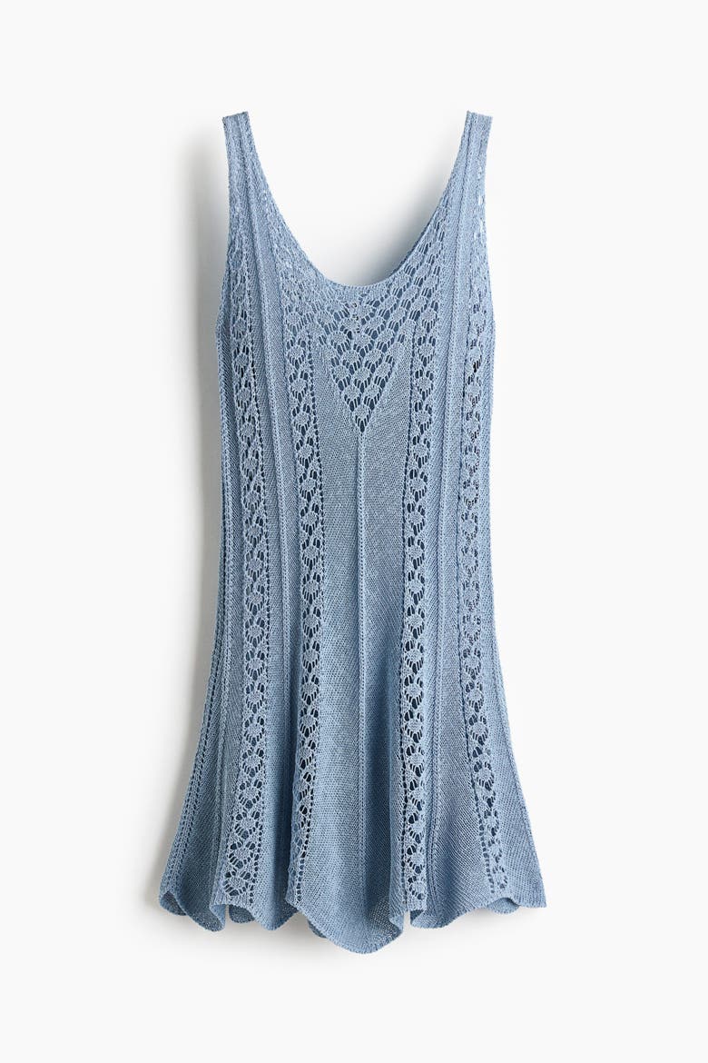 Crochet-look Dress, Alternate, color, Light dusty blue