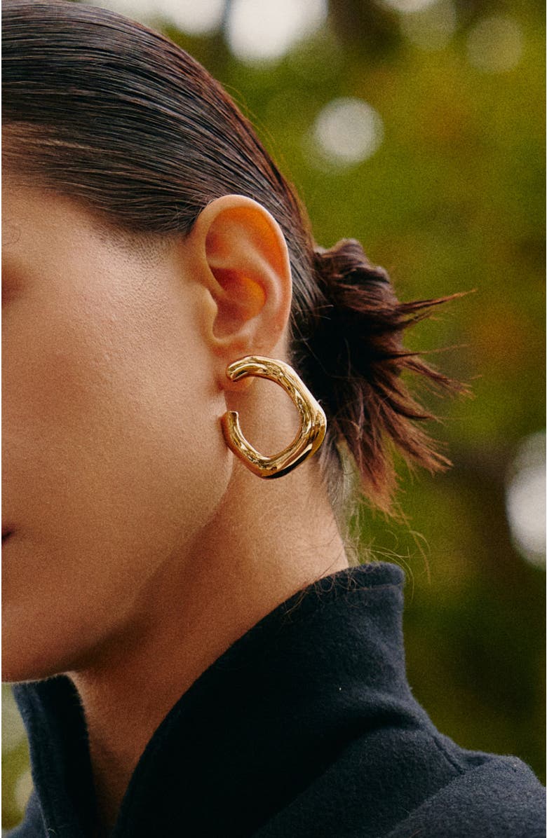 RETRO CHIC Root Hoop Earrings, Alternate, color, Gold