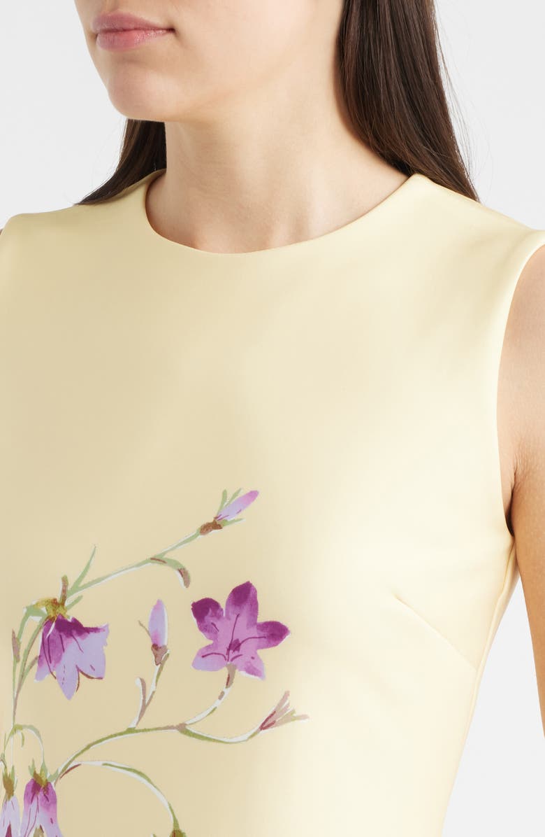 Anne Klein Floral Print Sleeveless Scuba Sheath Dress, Alternate, color, Daffodil Multi