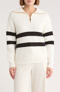 ELIE ELIE TAHARI Stripe Quarter Zip Sweater