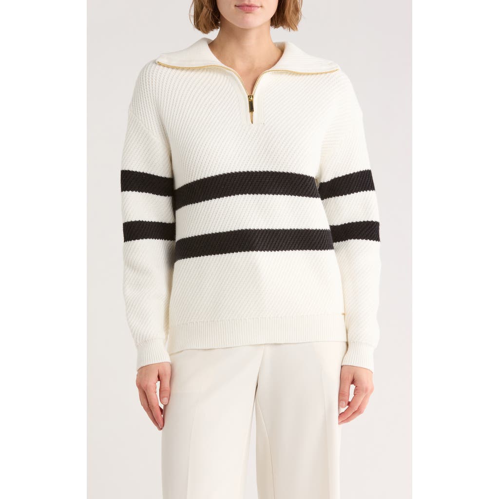 Elie Elie Tahari Stripe Quarter Zip Sweater In Multi