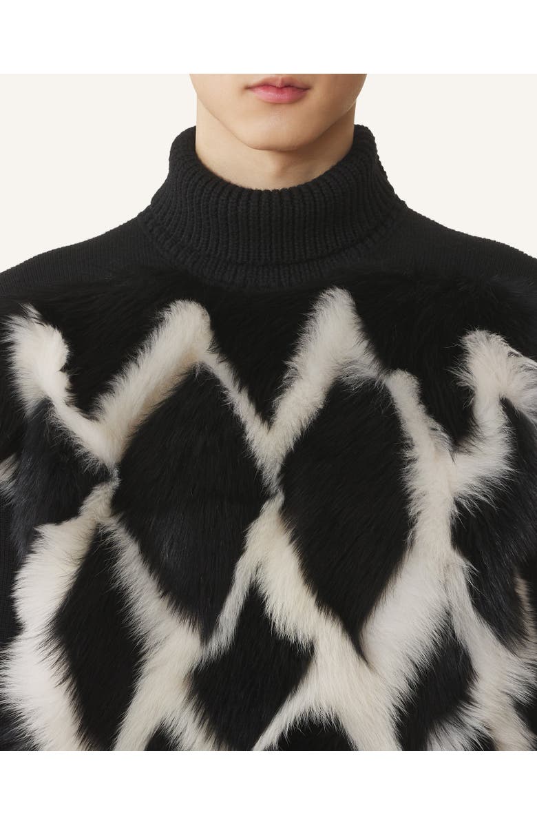 Lanvin WOOL AND LEATHER INTARSIA TURTLENECK SWEATER, Alternate, color, 