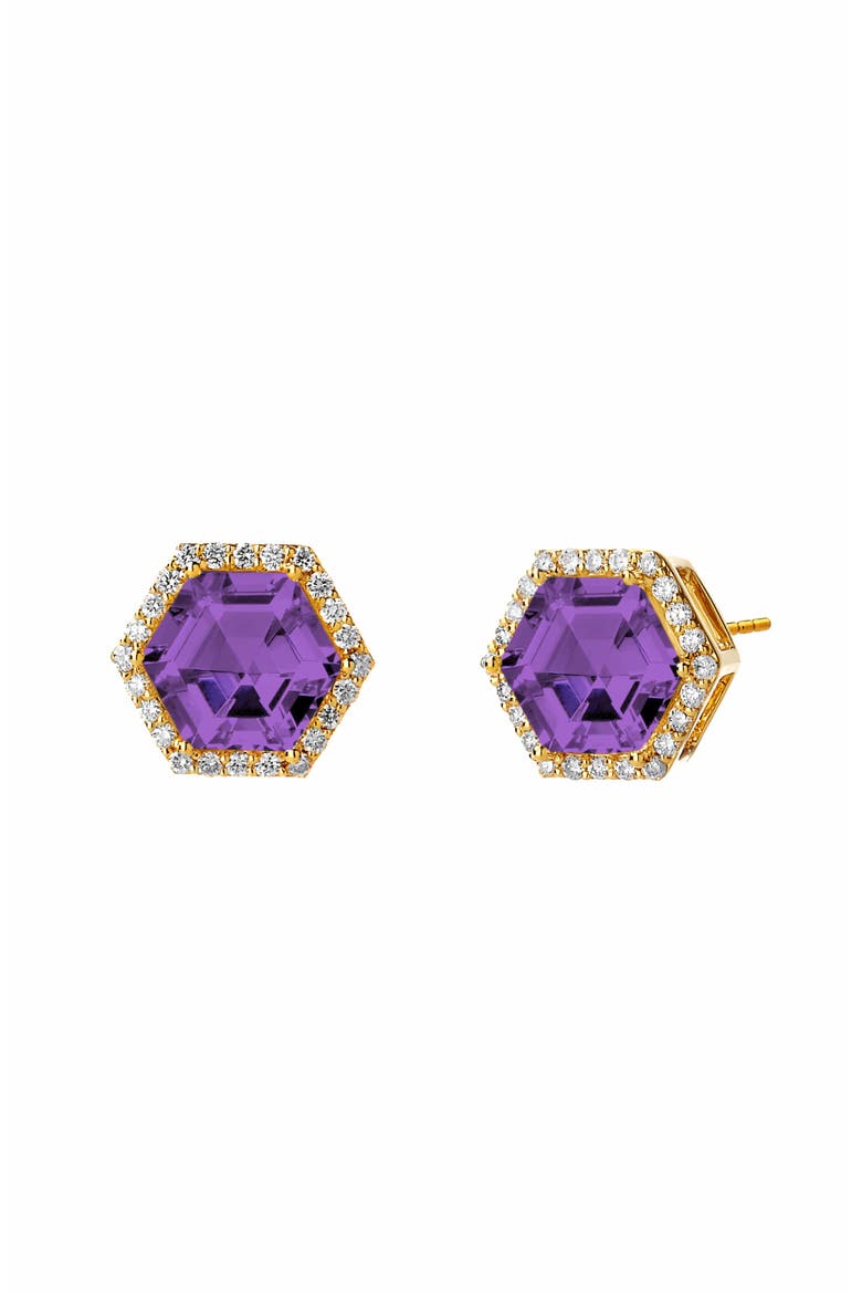 Hex Studs, Main, color, Amethyst