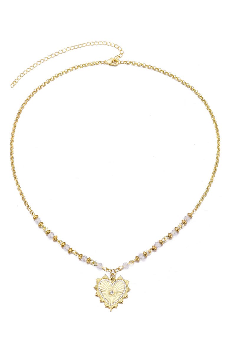 Adornia Cubic Zirconia Heart Pendant Necklace, Alternate, color, Gold