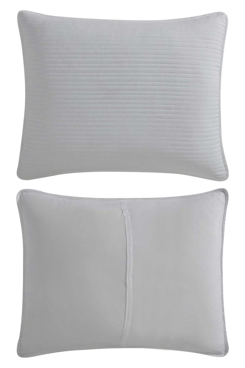 Washed Channel Solid Microfiber Quilt & Sham Set, Alternate, color, MEDIUM / DARK GREY