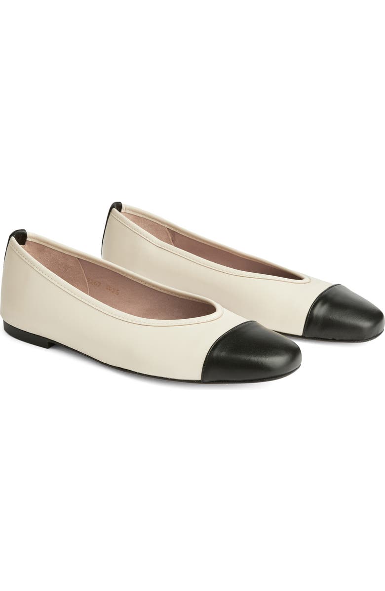 LK Bennett Hanna Cap Toe Ballet Flat, Main, color, Cream/ Black