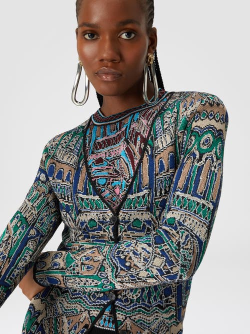 MISSONI MISSONI VISCOSE AND WOOL LAMÉ CARDIGAN WITH VENEZIA MOTIF 