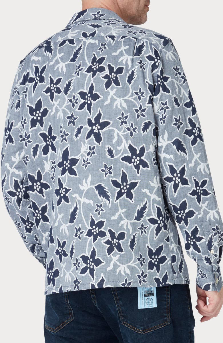 Paul Smith London Casual Fit Floral Long Sleeve Cotton Camp Shirt, Alternate, color, Indigo