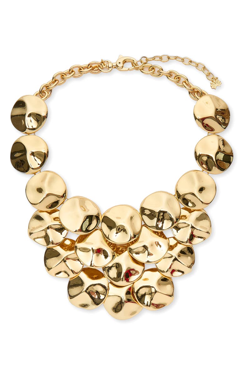 Lele Sadoughi Socialite Bib Necklace, Main, color, Gold