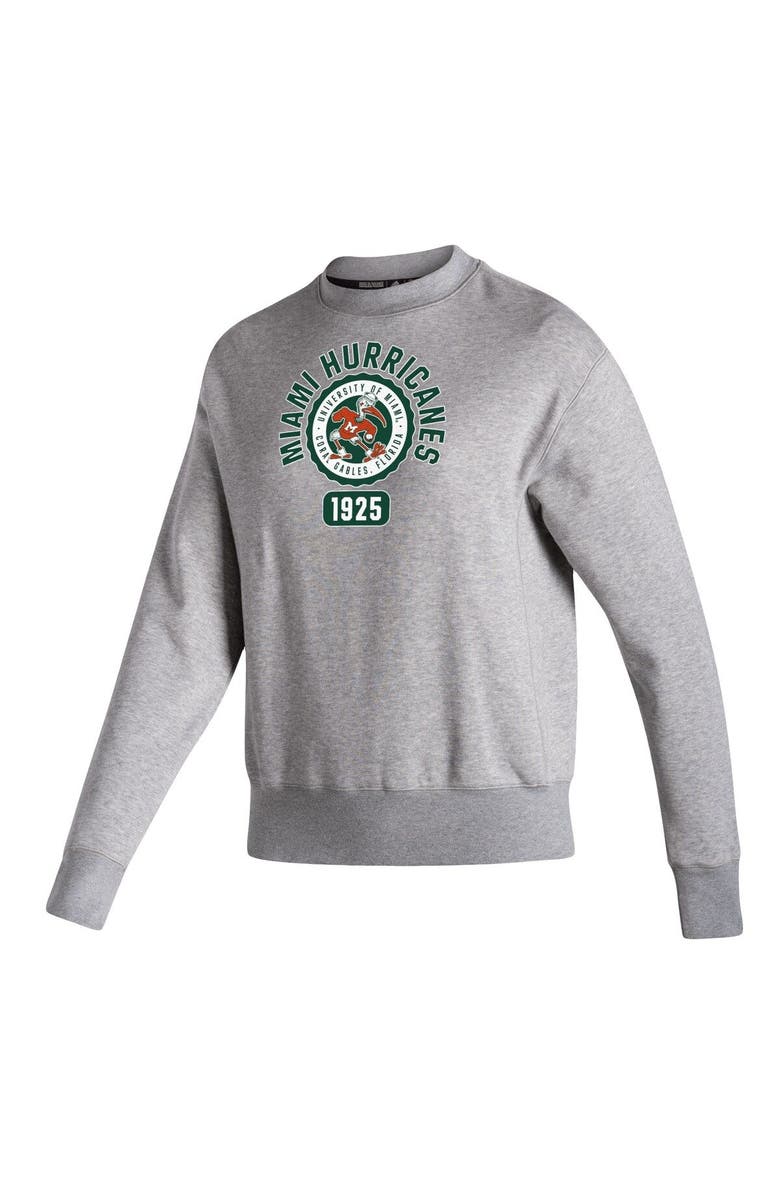 adidas Women's adidas Heathered Gray Miami Hurricanes Vintage Circle Pullover Sweatshirt, Alternate, color, Heather Gray