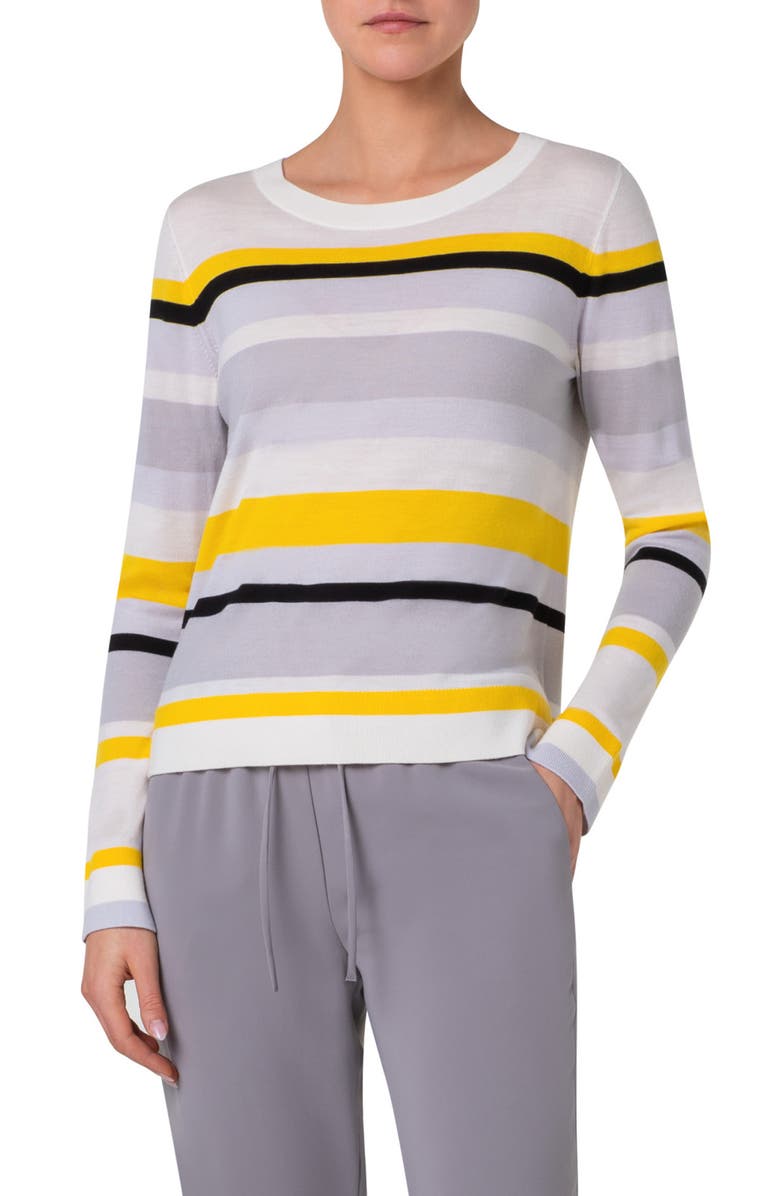 Akris punto Multicolor Stripe Merino Wool Sweater, Main, color,