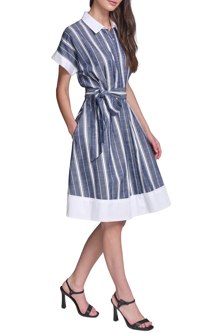 Melange Stripe Short Shirtdress, Alternate, color, MARITIME/ SOFT WHITE
