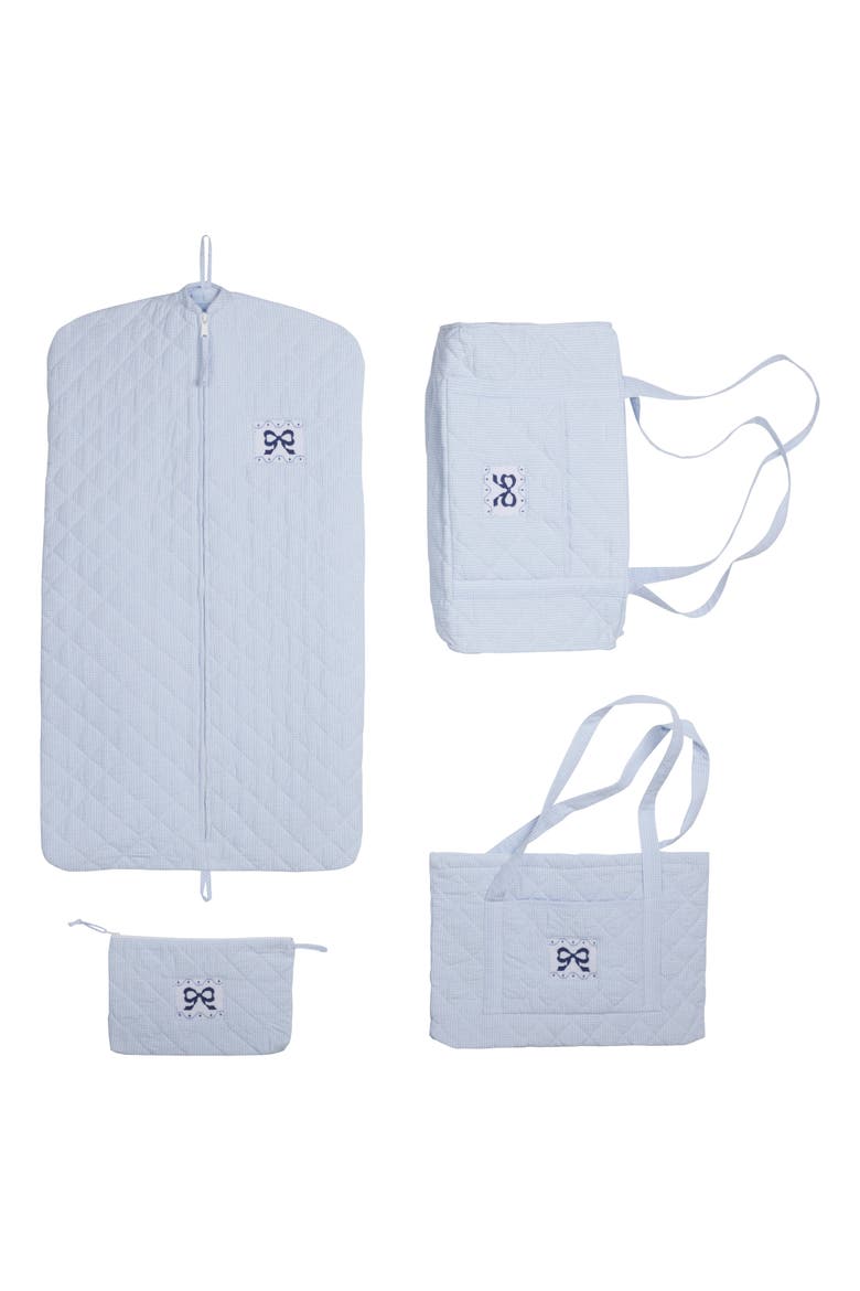 Quilted Luggage Set, Main, color, Blue Bow