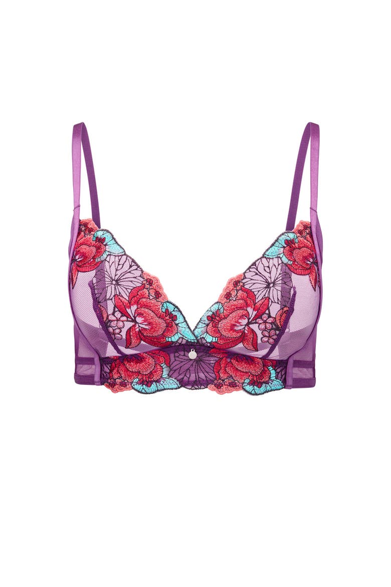 Emilie Unlined Bralette Bra, Alternate, color, Floral purple