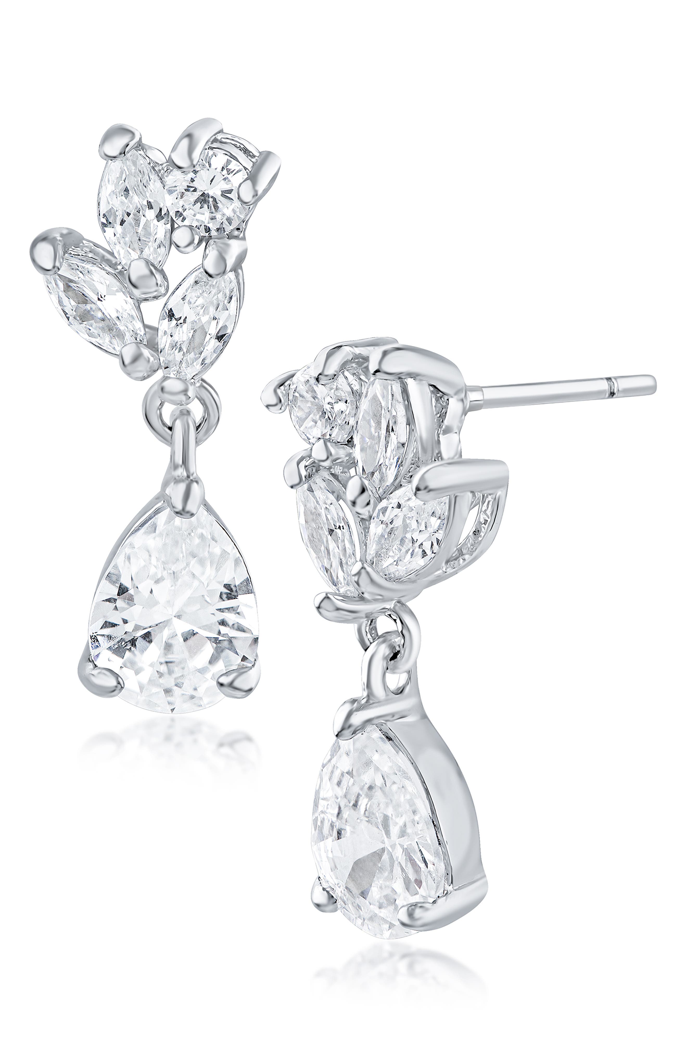 CZ by Kenneth Jay Lane Marquise Cubic Zirconia Cluster Drop Earrings