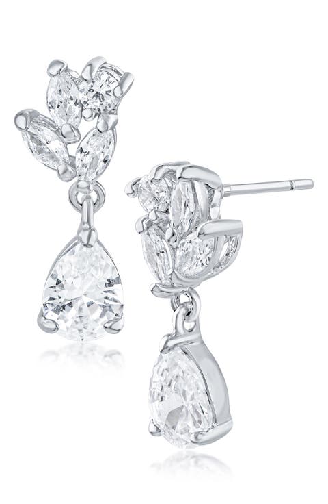 Marquise Cubic Zirconia Cluster Drop Earrings