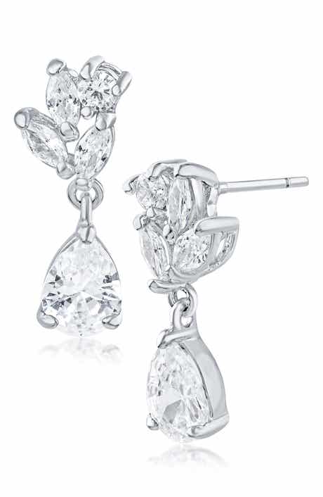CZ by Kenneth Jay Lane Marquise Cubic Zirconia Cluster Drop Earrings