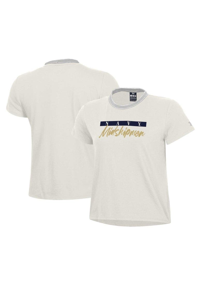 Women's Under Armour Cream Navy Midshipmen Iconic T-Shirt, Main, color, White