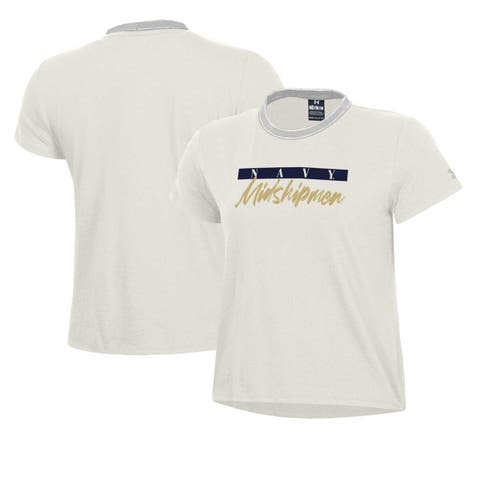 Women's Under Armour Cream Navy Midshipmen Iconic T-Shirt