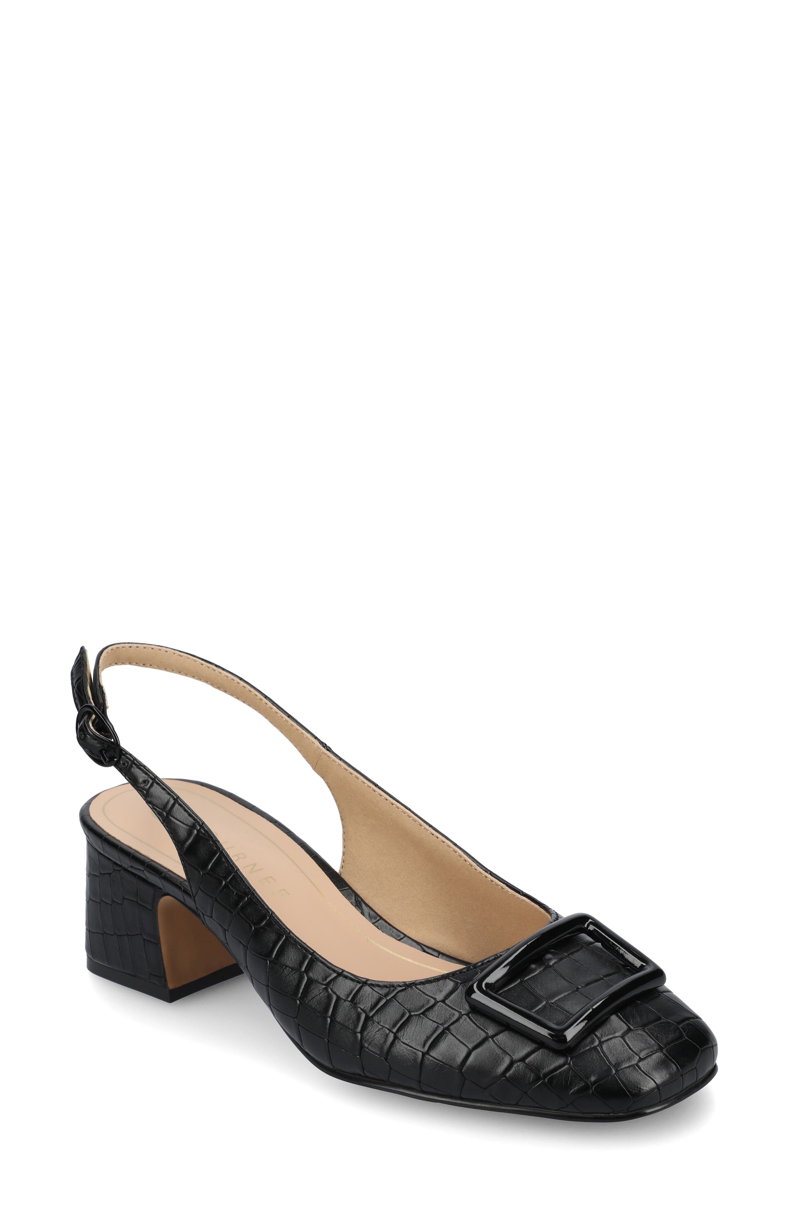 Journee Collection Everlee Slingback Pump, Main, color, Croco/Black