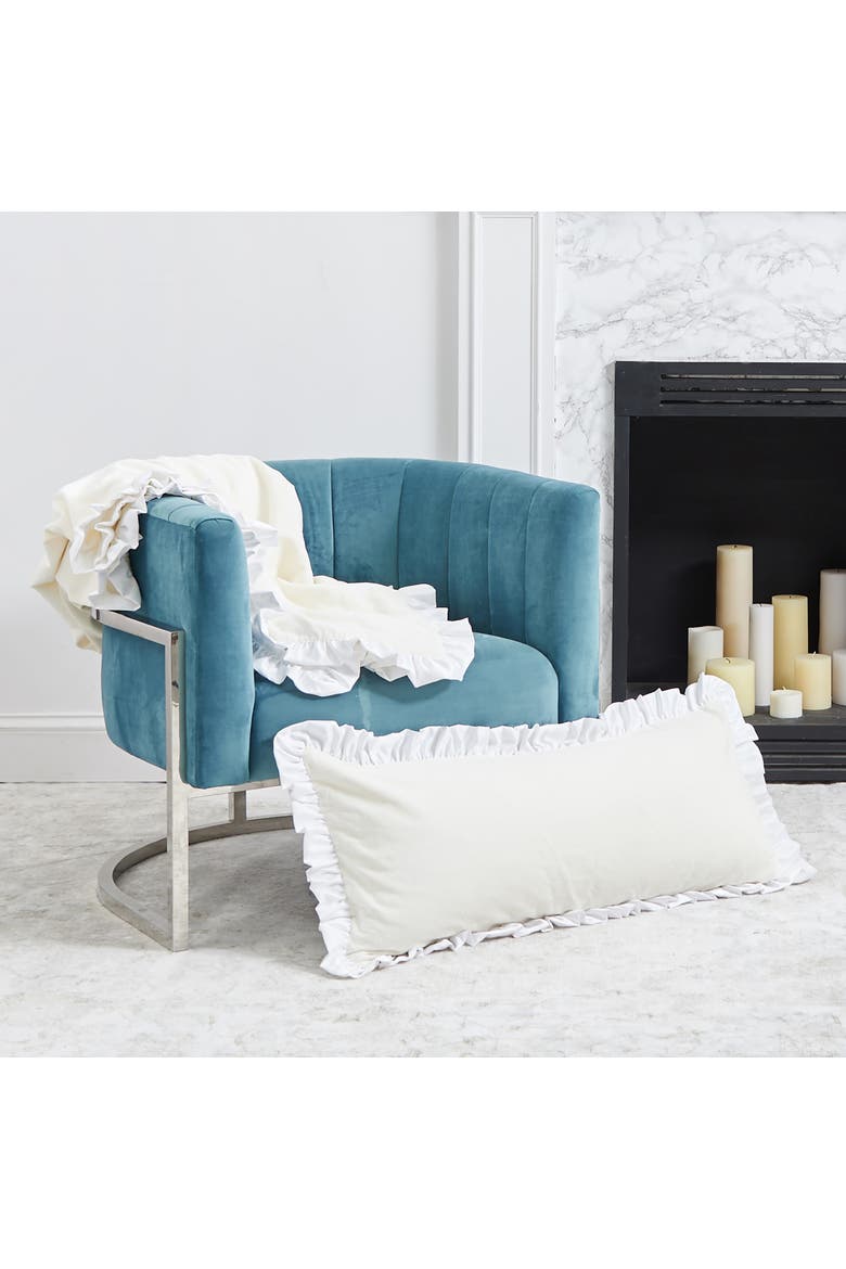 Ishana Ivory Accent Throw Blanket, Alternate, color, White