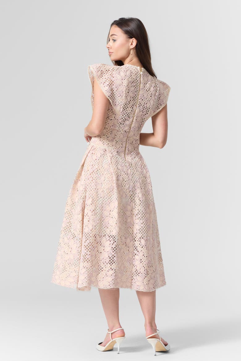 Pink Lace Embroidered Midi Dress, Alternate, color, light pink