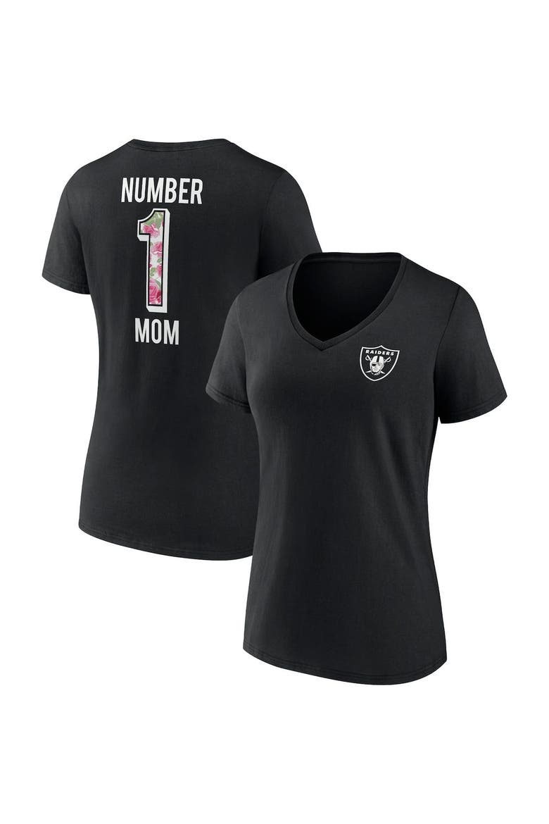 Women's Fanatics Branded Black Las Vegas Raiders Team Mother's Day V-Neck T-Shirt, Main, color, Black