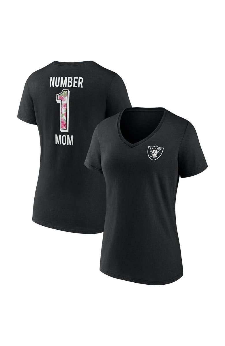FANATICS Women's Fanatics Branded Black Las Vegas Raiders Team Mother's Day V-Neck T-Shirt, Main, color, Black