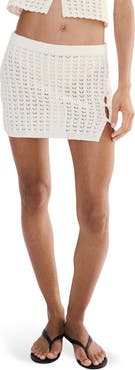 MANGO Openwork Knit Miniskirt