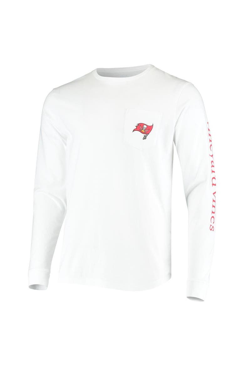 Men's Vineyard Vines White Tampa Bay Buccaneers Whale Helmet Long Sleeve T-Shirt, Alternate, color, White