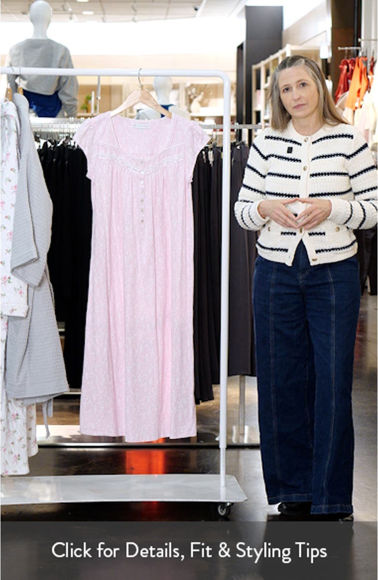 Floral Cap Sleeve Cotton Nightgown, sales video thumbnail