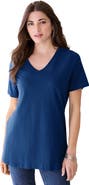 Roaman's Plus Size Cotton Ultimate V Neck Tee