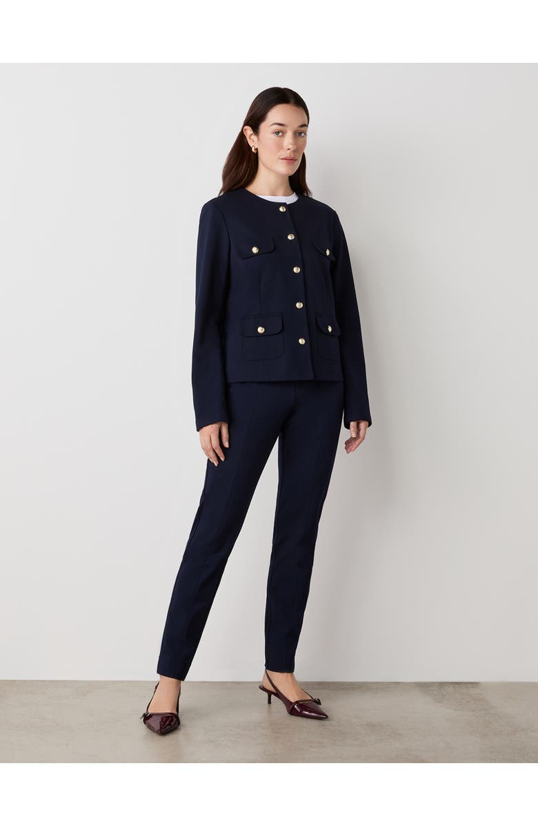 Finery London Imogen Ponte Jersey Jacket, Alternate, color, Navy