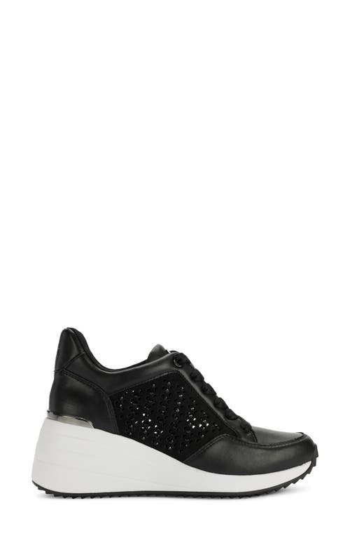 Shop Dkny Kalinda Rhinestone Wedge Sneaker In Black/black
